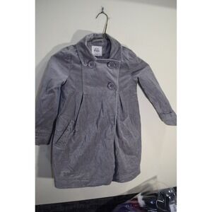 Mini Boden Gray Velvet Double Breasted Shrug Long Over Coat GIRLS S 5 6 Church